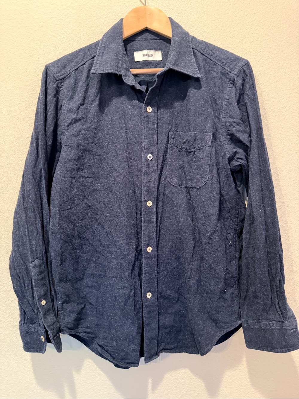 Buck Mason Navy 100% Cotton Button Down Shirt Size Medium #0377